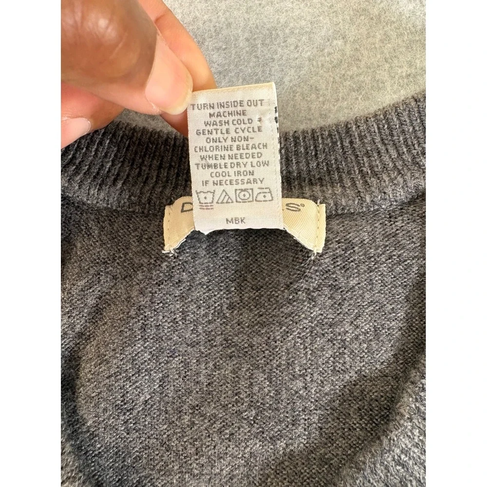 Dockers Mens V-Neck Sweater Vest Gray‎ Textured Knit Sleeveless Pullover Large